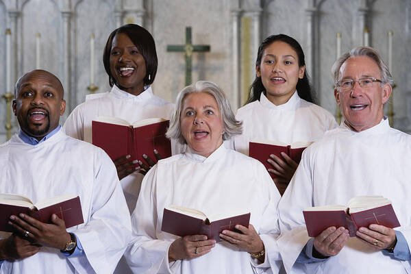 People Art Print featuring the photograph Choir singing in church by ColorBlind