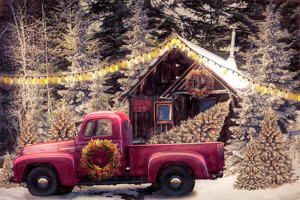 Barn Art Print featuring the photograph Christmas Eve Tree Farm by Debra and Dave Vanderlaan