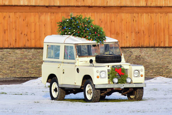 Land Rover Art Print featuring the photograph Christmas Land Rover by Nicole Lloyd