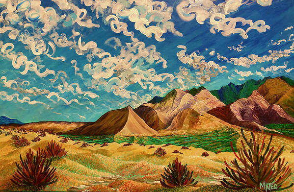 Skies Art Print featuring the painting Cielo alegre. Happy sky. Death Valley, California. by ArtStudio Mateo