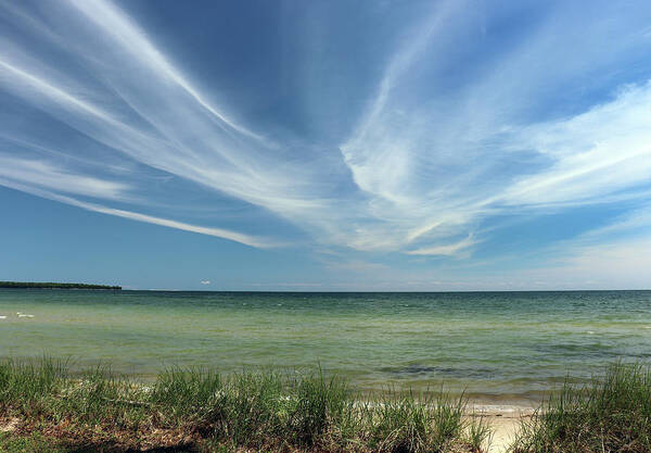 Cirrus Clouds Art Print featuring the photograph Cirrus Clouds Over Lake Michigan by David T Wilkinson