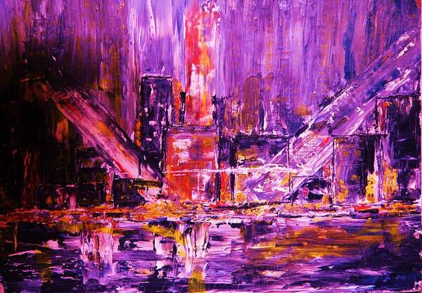 Abstract Art Print featuring the painting City Lights by Kicking Bear Productions