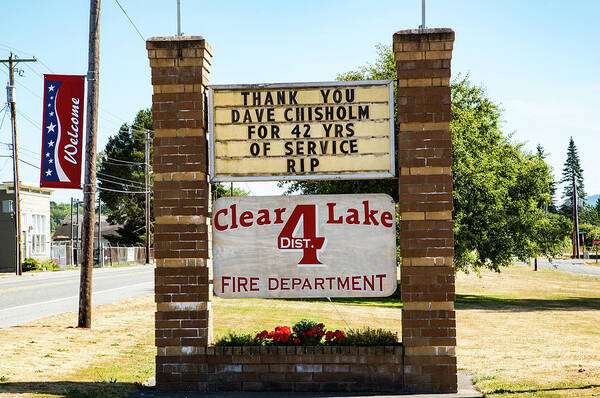 Clear Lake Volunteer Fire Department Memorial Art Print featuring the photograph Clear Lake Fire Department Memorial by Tom Cochran