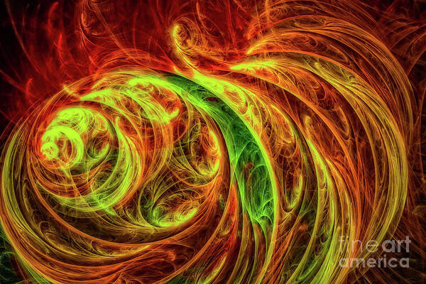 Abstract Art Art Print featuring the digital art Cocoon of Glowing Spirits Abstract by Olga Hamilton