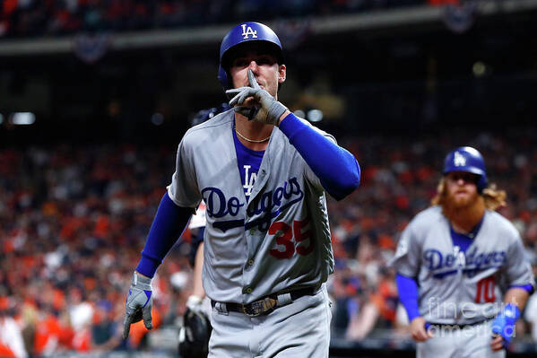 Three Quarter Length Art Print featuring the photograph Cody Bellinger by Jamie Squire