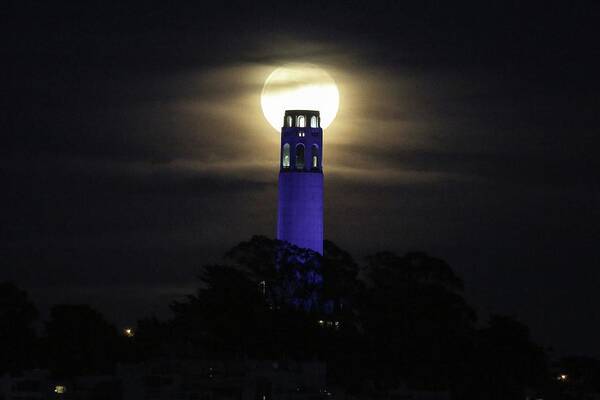  Art Print featuring the photograph Coit Tower Moonrise by Louis Raphael