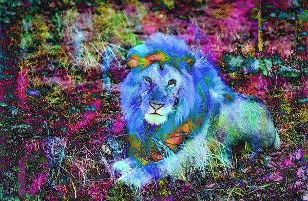 Lion Art Print featuring the digital art Colorful Lion King by Russel Considine