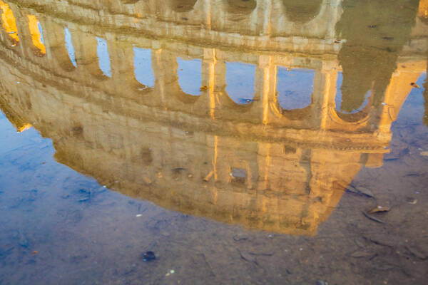 Roma Art Print featuring the photograph Colosseum reflection in water by Fabiano Di Paolo
