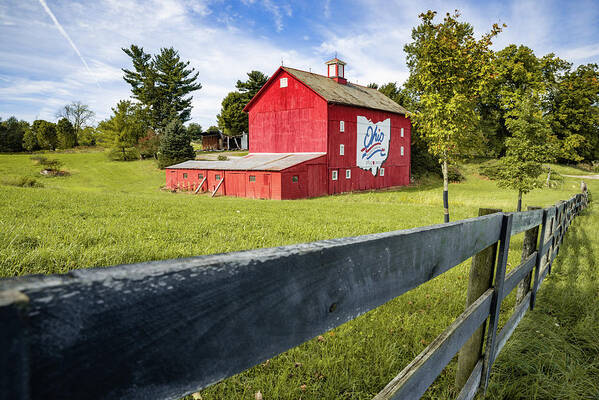 Ohio Bicentennial Barn Art Print featuring the photograph Columbus Ohio Bicentennial Barn and Wooden Fence by Gregory Ballos