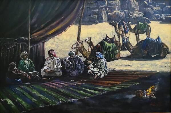  Art Print featuring the painting Community of Bedouins by Raouf Oderuth