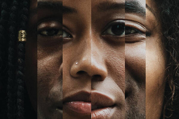 Diversity Art Print featuring the photograph Composite of Portraits With Varying Shades of Skin by RyanJLane