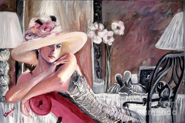 Girl Art Print featuring the painting Contemplation by Tina Swindell