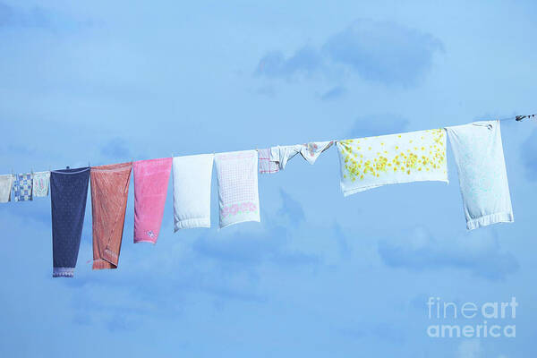 Clothesline Art Print featuring the photograph Country Clothesline by Diane Diederich