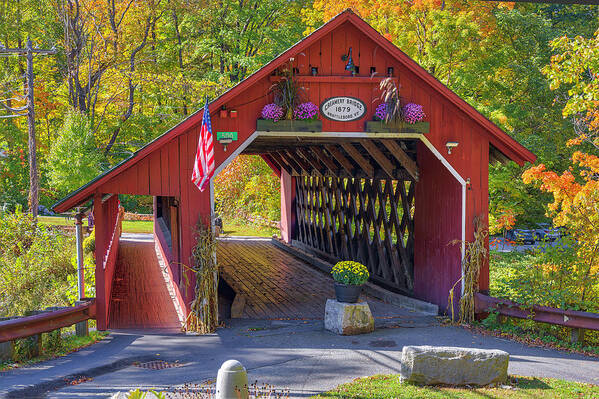 Creamery Covered Bridge Art Print featuring the photograph Creamery Covered Bridge West Brattleboro Vermont by Juergen Roth