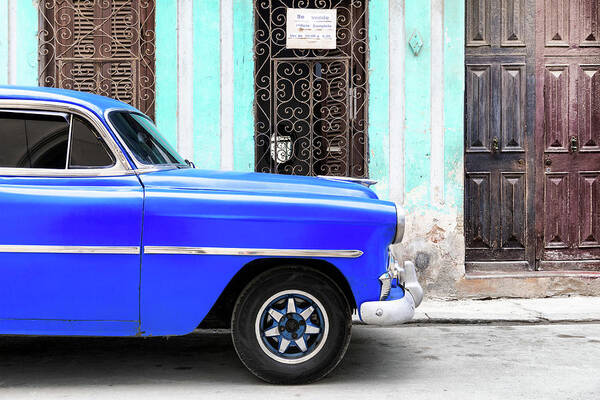 Photography Art Print featuring the photograph Cuba Fuerte Collection - Havana Blue Car by Philippe HUGONNARD