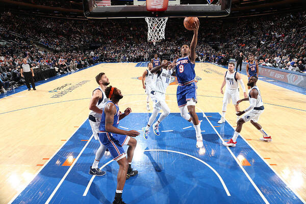 Nba Pro Basketball Art Print featuring the photograph Dallas Mavericks v New York Knicks by Nathaniel S. Butler