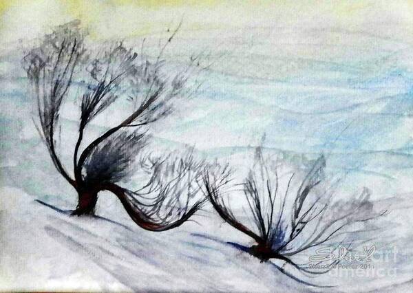 Sherril Porter Art Print featuring the painting Dancing in the Snow by Sherril Porter
