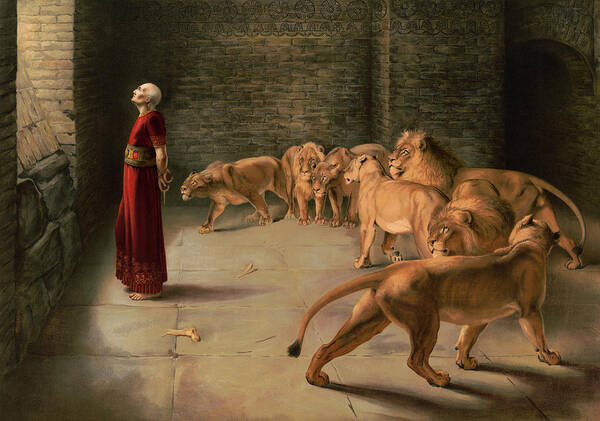 Briton Riviere Art Print featuring the painting Daniel in the Lions Den, 1892 by Briton Riviere