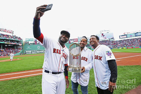American League Baseball Art Print featuring the photograph David Ortiz and Pedro Martinez by Maddie Meyer