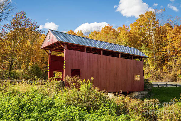 Day Bridge Art Print featuring the photograph Day Covered Bridge, View 1, Washington County, PA by Sturgeon Photography