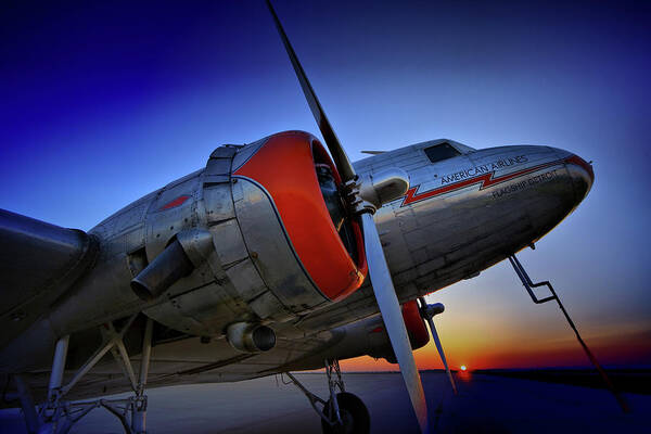 Dc3 Art Print featuring the photograph DC-3 Flagship Detroit at Sunrise by HawkEye Media