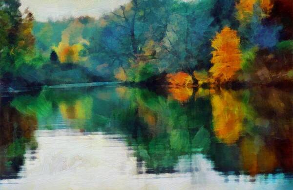 Lake Art Print featuring the mixed media Deep Fall on the Lake by Christopher Reed