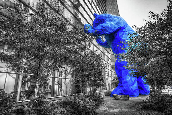 Denver Blue Bear Art Print featuring the photograph Denver Colorado Blue Bear - Selective Coloring by Gregory Ballos