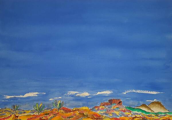 Watercolor Art Print featuring the painting Desert Panorama by John Klobucher