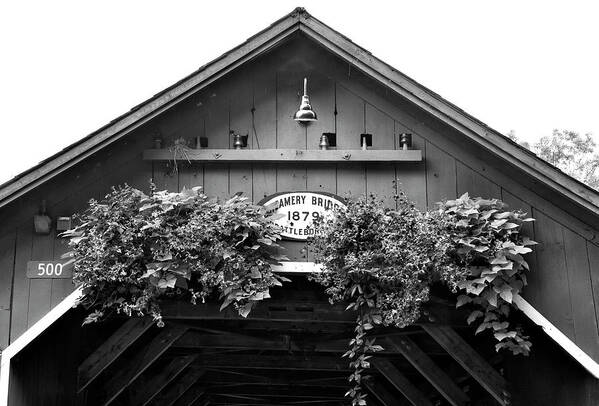 Brattleboro Art Print featuring the photograph Detail in Monochrome of The Creamery Covered Bridge in Brattleboro, Vermont by Brendan Reals