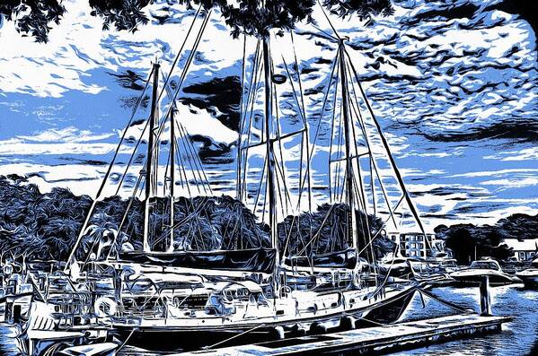 Sailboats Art Print featuring the photograph Dock Side Mirage by John Handfield