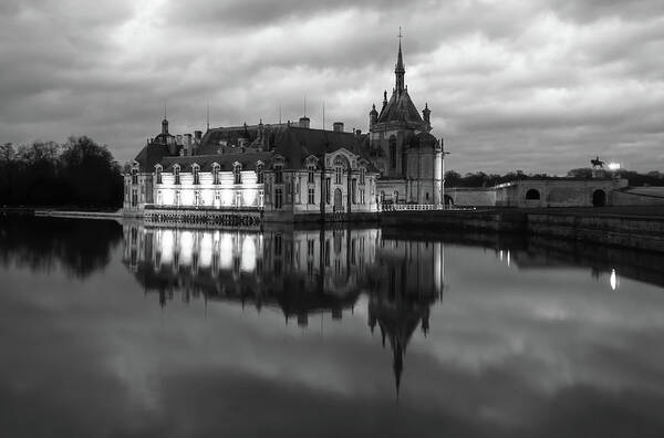 Ancient Art Print featuring the photograph Domaine de Chantilly black and white by Jean-Luc Farges