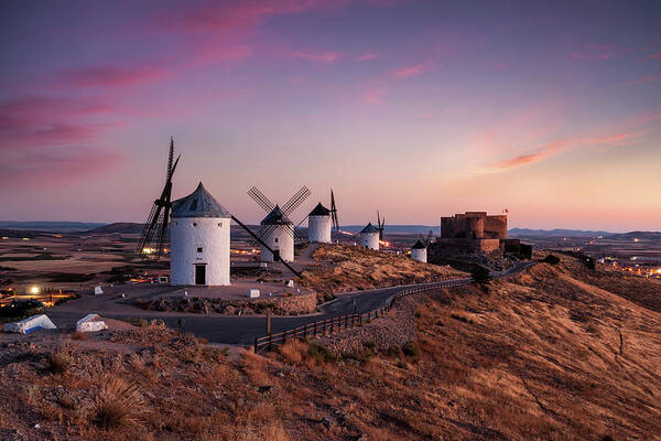 Consuegra Art Print featuring the photograph Don Quixote windmills by Jorge Maia
