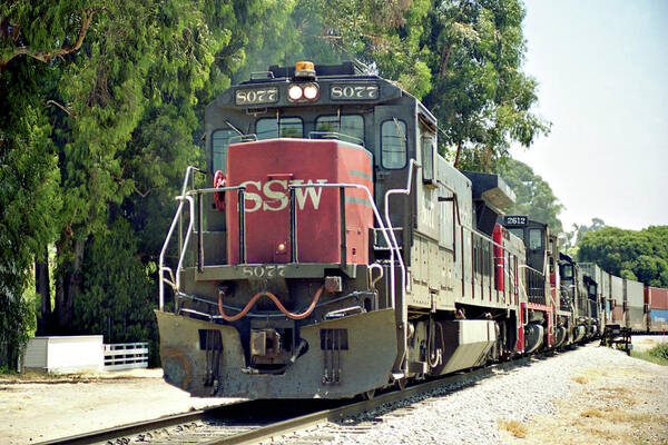 Double-stacks Art Print featuring the photograph Double-Stacks -- Intermodal Train in San Luis Obispo, California by Darin Volpe
