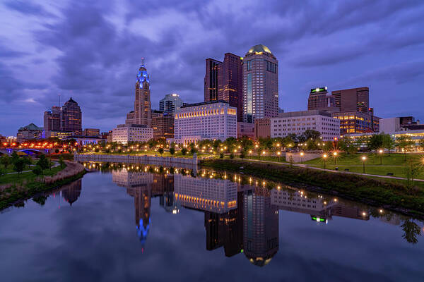 Columbus Art Print featuring the photograph Dramatic Downtown by Arthur Oleary