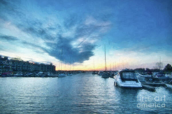 Freedom Boat Club Art Print featuring the digital art Dramatic Skies by Amy Dundon