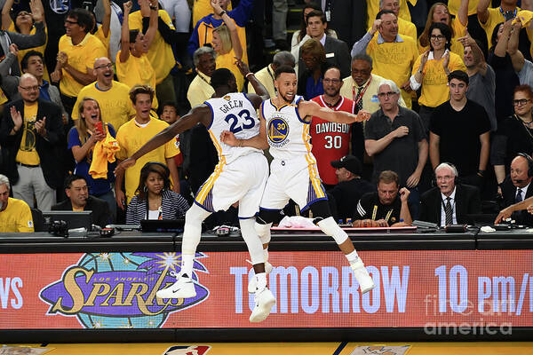 Stephen Curry Art Print featuring the photograph Draymond Green and Stephen Curry by Garrett Ellwood