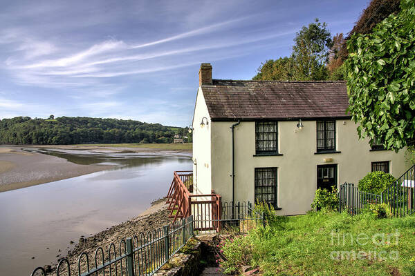 The Old Boathouse At Laugharne Art Print featuring the photograph Dylan Thomas's Boathouse by Rob Hawkins