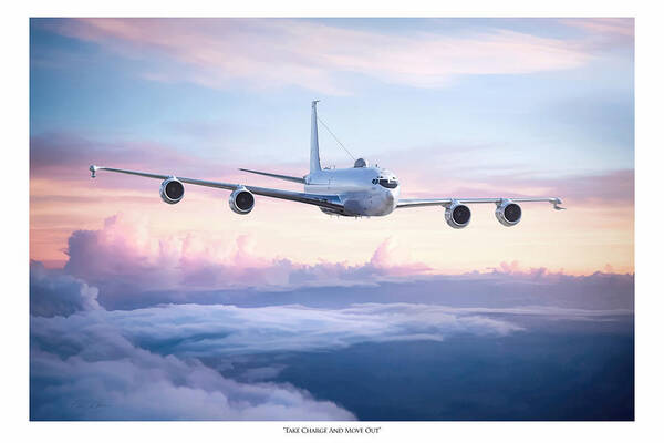 Boeing Art Print featuring the digital art E-6B Mercury TACAMO with Text by Peter Chilelli