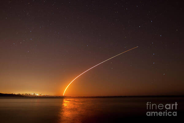 Rocket Art Print featuring the photograph Falcon Launch at Night by Tom Claud