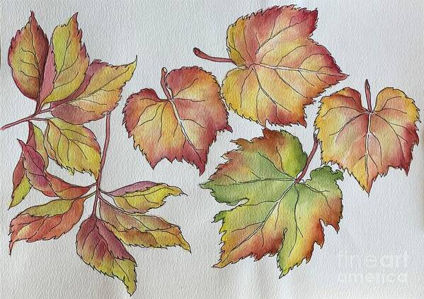 Fall Art Print featuring the painting Fall leaves by Inese Poga