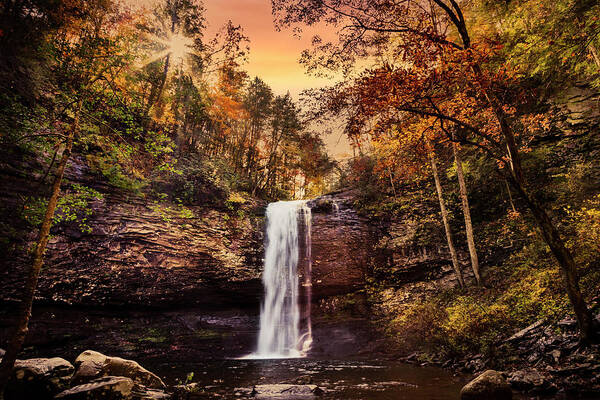 Cherokee Art Print featuring the photograph Falling into Sunrise Autumn Pools by Debra and Dave Vanderlaan