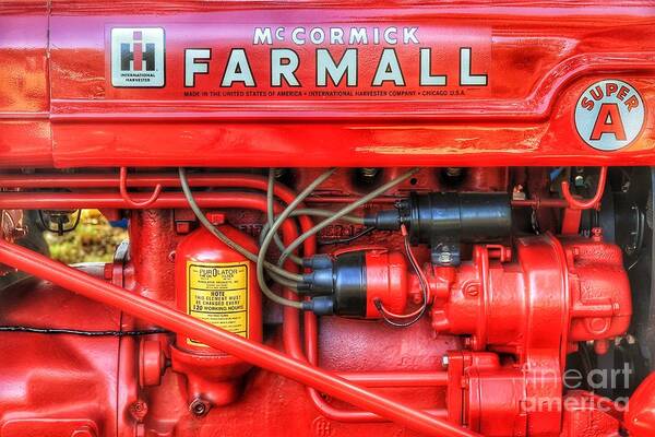 Farmall Art Print featuring the photograph Farmall Super A Engine by Mike Eingle