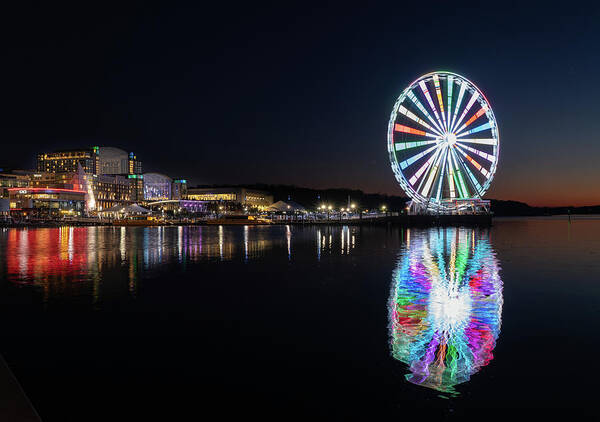 Washington Art Print featuring the photograph Ferris wheel at National Harbor outside Washington D by Steven Heap