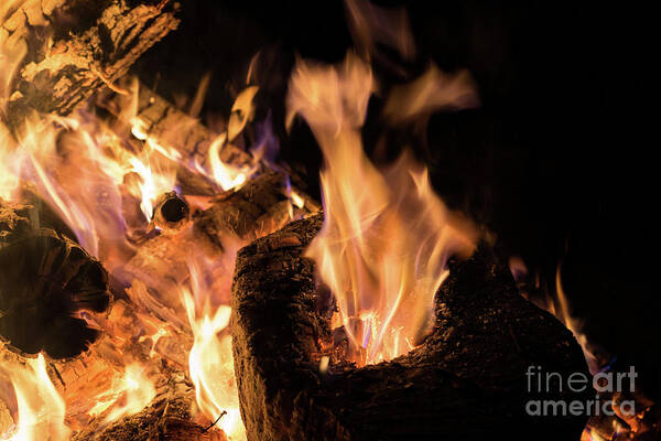 Fire Art Print featuring the photograph Fire and flames 12 by Adriana Mueller