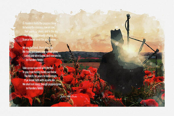 Soldier Poppies Art Print featuring the digital art Flanders Field by Airpower Art