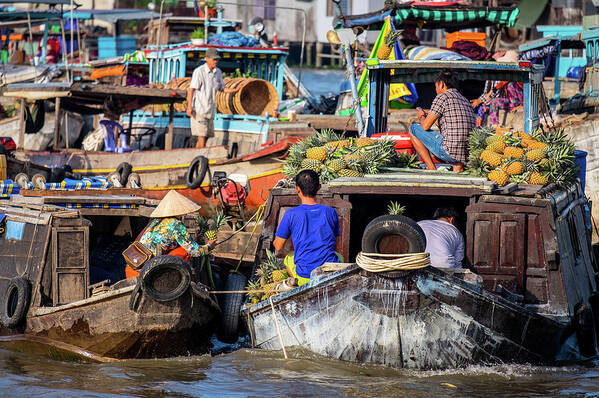 Cai Rang Art Print featuring the photograph Floating Market Scene by Arj Munoz
