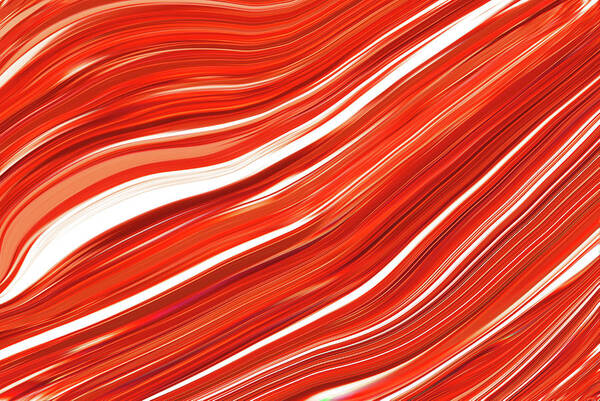 Abstract Art Print featuring the photograph Flowing Red Metallic Abstract by Severija Kirilovaite