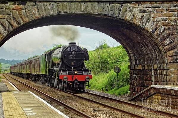 Steam Train Art Print featuring the photograph Flying Scotsman in full flight. by David Birchall
