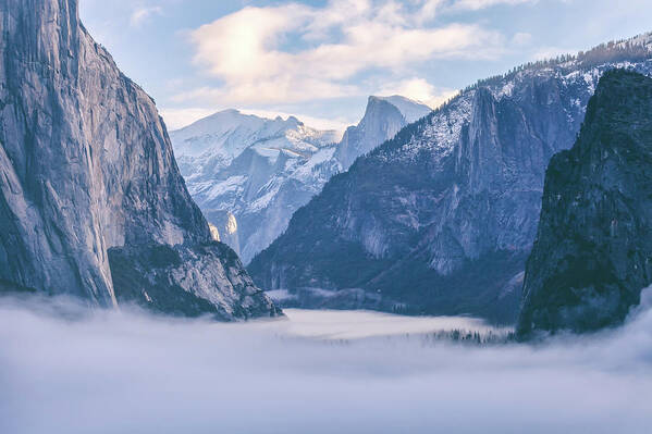 Yosemite National Park Art Print featuring the photograph Fog In The Valley by Jonathan Nguyen