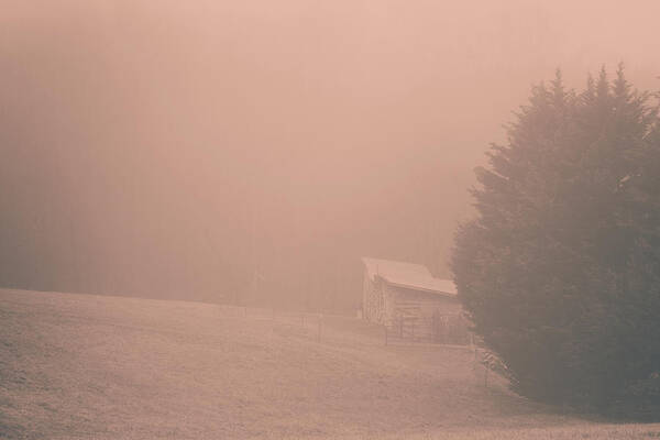 Farm Art Print featuring the photograph Foggy Farm Morning by Joni Eskridge